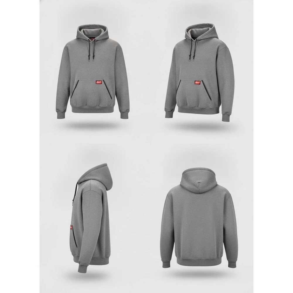 Milwaukee Tool Mens XL Gray Pullover Hoodie Fleece Lined Workwear Sweatshirt